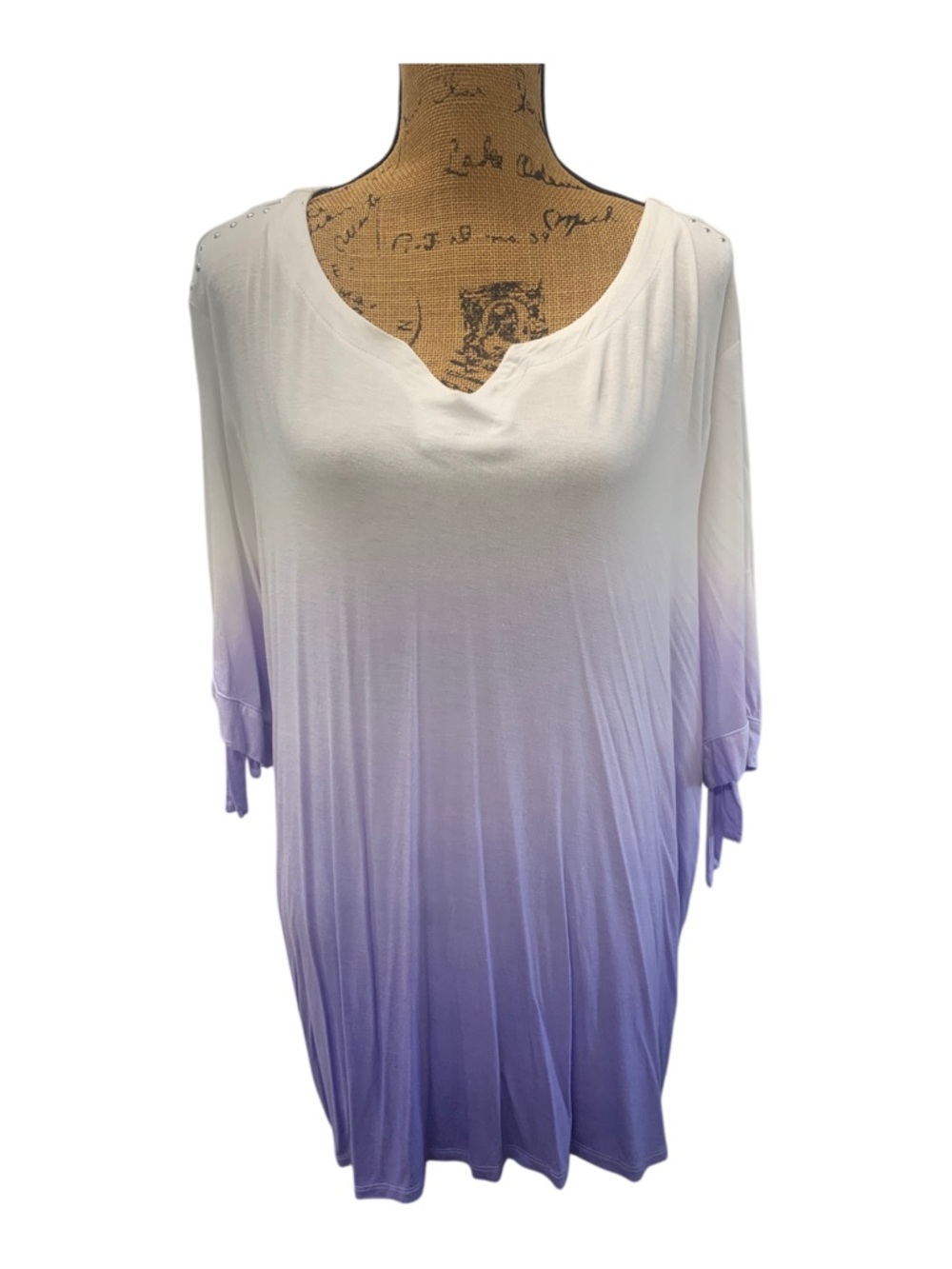 Onque Casual Purple and White Ombré Top sz-2X